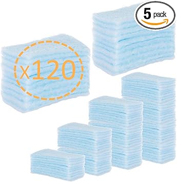 120 ESPONJAS Jabonosas Desechables bebes, niños y adultos - 120 Unidades - Esponja Bebe Piel Sensible - Esponjas Baño con Jabón ph neutro - Pack 5 paquetes de 24 esponjas Annote
